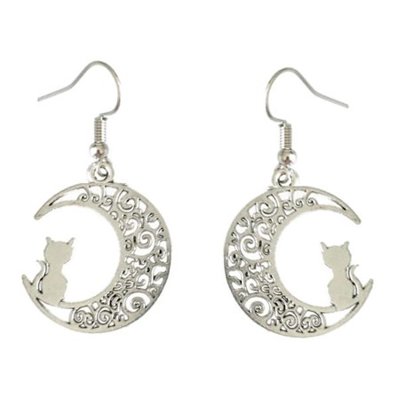 Earrings - Cat - Crescent Moon