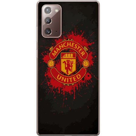 Kompatibelt Mobildeksel til Samsung Samsung Galaxy Note20 Manchester United logo i rød og gul farge med røff sportslig bakgrunn