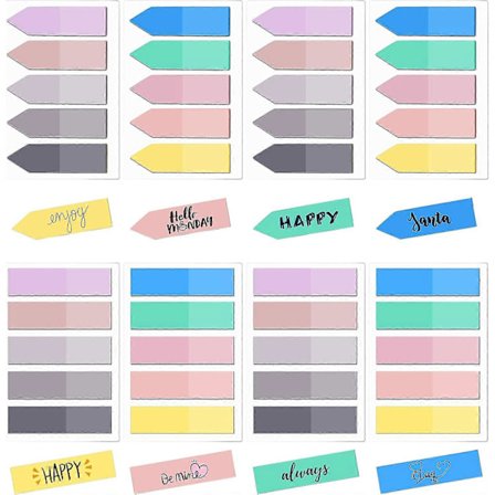 800 stk. Sidemarkører 10 Farver Selvklæbende Indeksfaner Morandi Bogmærker Transparente Pil Selvklæbende Notefaner