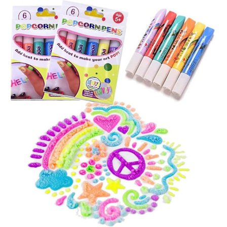 Magiska Popcorn-Pennor för Barn, DIY 3D Puffy Popcorn-Pennor Bubbelritpennor, Säker Konstpenna för Gratulationskort (FMY)