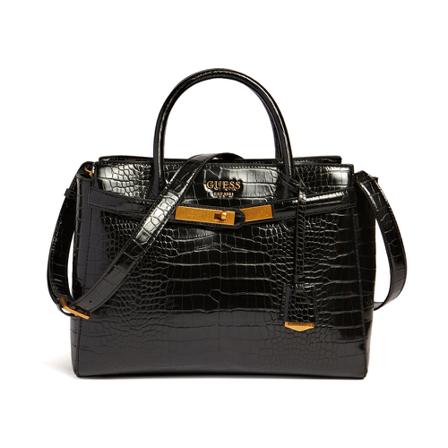 Guess, Enisa Handbag With Crocodile Print Zwart, Dames, Maat:ONE Size