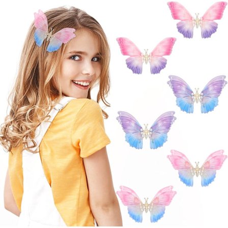 Sommerfugl Hårklemmer, 6 stk. Farverige 3D Bevægelige Vinger Sommerfugl Klemmer Søde Dansende Sommerfugl Hårklemmer til Piger Teenagere Kvinder