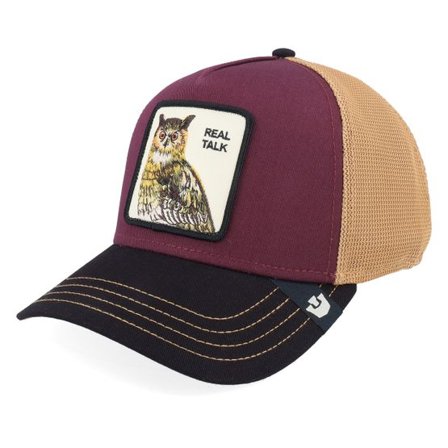 Goorin - Röd trucker Keps - Tricolor Owl Tri Tone Multi Color Maroon/Toffee/Black A-Frame Trucker @ Hatstore