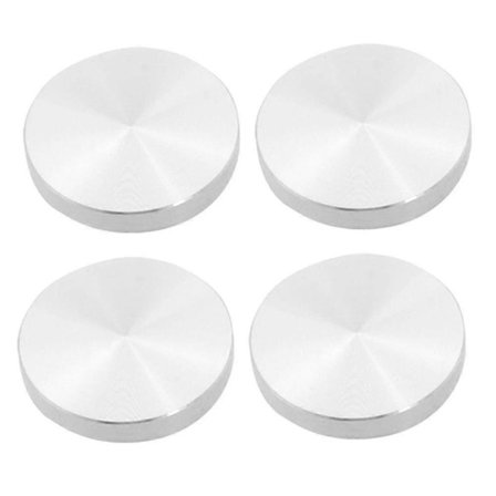 4x Glassplateadapter Bordben, Aluminium, Rund, 50x8mm, Sølv