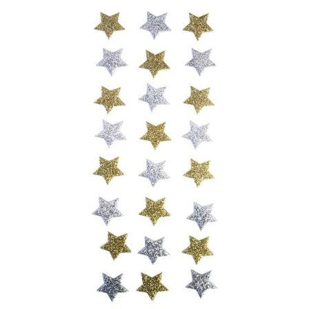 Glittrande silverstjärna klistermärke, Guld 18 mm x 24 stycken