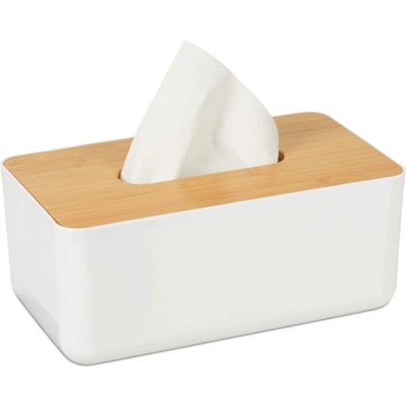 Serviettboks Wipes Dispenser Bad Plast Bambus Natur Hvit/B