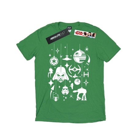 Star Wars Jul Dekorationer T-shirt M Irländsk Grön