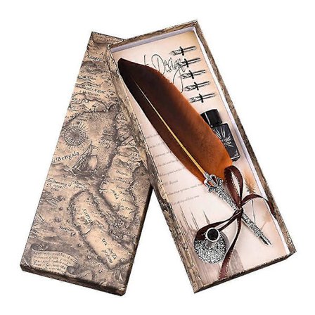 Antik Fjäderpenna Set, Fontänpenna Set Skrivfjäder