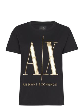 T-Shirt T-shirts & Tops Short-sleeved Svart Armani Exchange*Betinget Tilbud