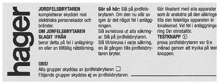 Hager CZ010 Skylt självhäftande, 10-pack, Skyltar