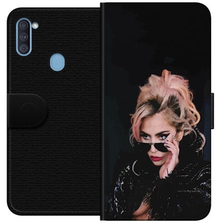 Kompatibel Tegnebogsetui til Samsung Galaxy A11 Lady Gaga portræt med solbriller og dramatisk makeup i mørk glamorøs stil