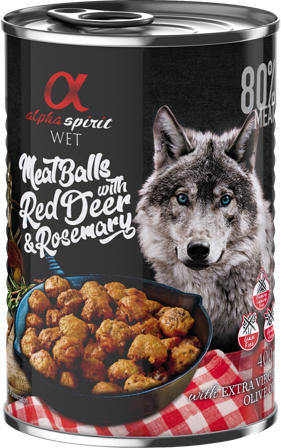 Alpha Spirit Meat Balls with Red Deer and Rosemary märkäruoka, 400 g