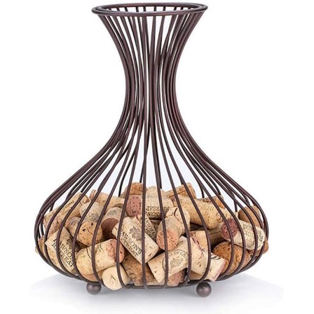 Charming Wine Cork Holder, Freestanding Wine Bottle Design Cork Collector with Rustic Bronze Finish