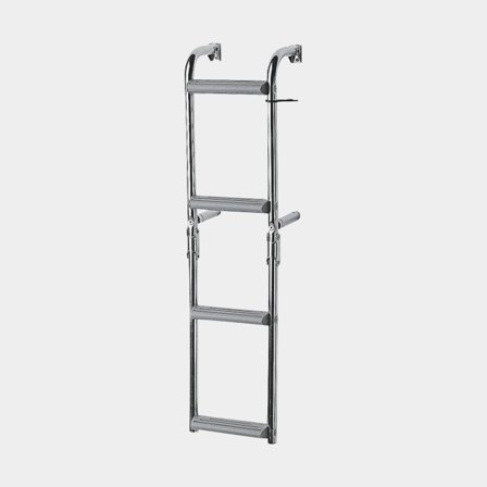Escalera de baño plegable Plastimo, acero inoxidable, 90o, 3 peldaños (1+2), 78.5 cm, 29 cm
