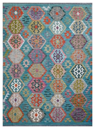 Tapis Kilim Afghan Old Style 168X238 Gris Foncé/Bleu Foncé (Laine, Afghanistan)