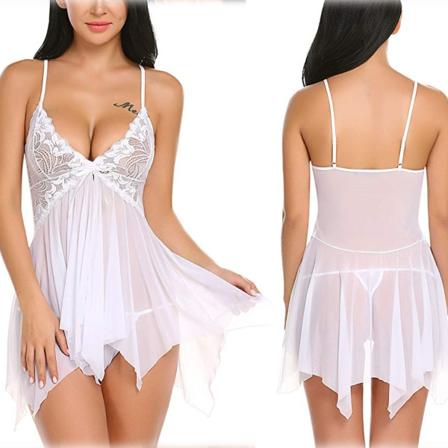 Underkläder för kvinnor Spets Babydoll Sleepwear Boudoir Outfits white XXL