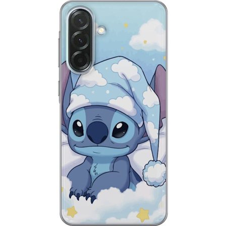 Kompatibelt Mobildeksel til Samsung Galaxy A36 Stitch sovende på skyer med nattlue søte senge skyer kawaii blå karakter koselig myk estetisk kunst