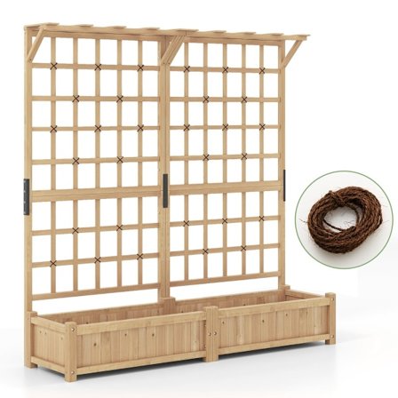 Puinen istutuslaatikko säleiköllä ja katolla, 3-in-1-malli