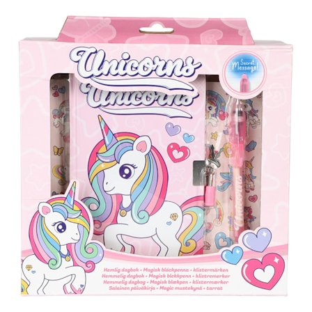 Unicorn Dagbok med magisk penna Set