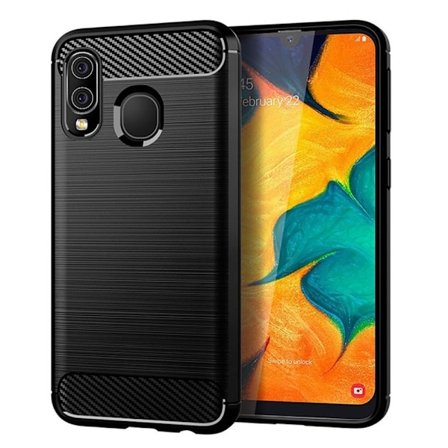 Galaxy A40 Skal Forcell Carbon Mjukplast - Svart