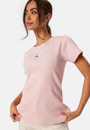 Calvin Klein Jeans Wowen Label Rib Slim Tee TF6 Sepia Rose Klær