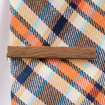 Map Palo Santoes Wood Tie Clip for Men - Tie clips for skinny ties
