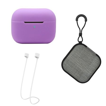 AirPods Pro 2 silikonfodral med rem och förvaringslåda - Lila