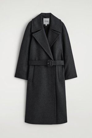 COS Tailored Belted Wool-Twill Coat in Grey - Women