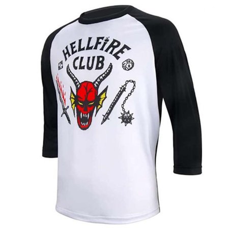Unisex Stranger Things Hellfire Club T-shirt med trekvartsärm, avslappnad topp för män och kvinnor, storlek 3XL Trekvartsärmar 3XL