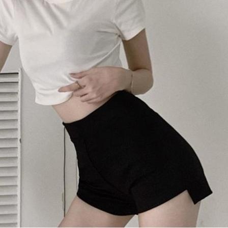 Kvinne Danse Shorts Høy Midje Ren Farge Side Glidelås Myk Pustende Shorts for Dace Trening Svart Side Glidelås Asymmetriske Bukser L