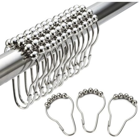 Duschgardinringar, Duschdraperiringar, Duschringar i rostfritt stål för duschstänger i badrummet Set om 12, polerad nickel