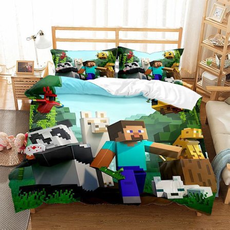 Minecraft 3-delad täcke-set, 180x200cm
