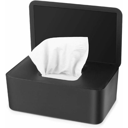 Våtserviettboks, Svart Serviettboks, Våtserviettdispenser, Støvtett Våtserviettoppbevaringsboks med Lokk for -