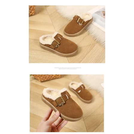 Barnplattor i bomull, vintage bönor, varma tofflor för pojkar och flickor, barnsliga icke-vintage Muellers, plyschmode, vinter