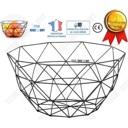 Fruktskål - TECH DISCOUNT - Metall - Stort kapacitet - Modern design - Svart