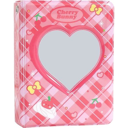 3 Tums Mini Fotoalbum för Fujifilm Instax Kamera, Fotokort Hållare Bok, 40 Fickor Kärlek Hjärta Ihåligt Foto Kort Binder (Röd)