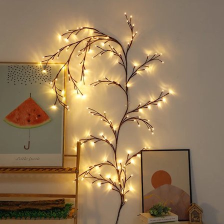 LED-lystre, Innendørs veggdekorasjonstre Vinlys 144 LED-lamper Juledekorasjon Soverom Hjem Varmhvit (USB)