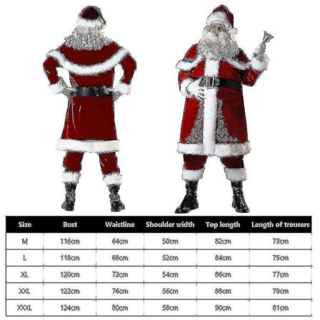 Jultomtekostym Vuxenjulkostym Röd Deluxe Sammet Fancy 8st Gift_y