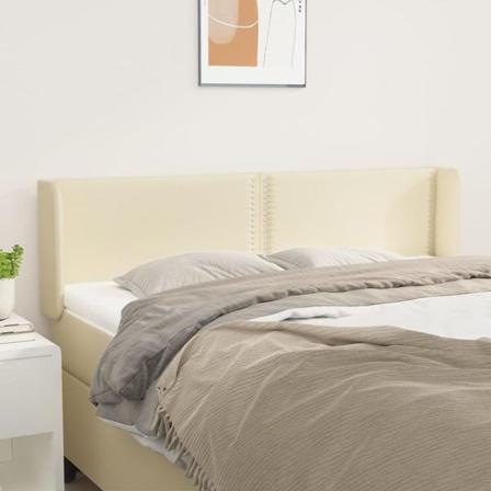 Vidaxl Huvudgavel Med Kanter Gräddvit 147x16x78/88 Cm Konstläder Kräm