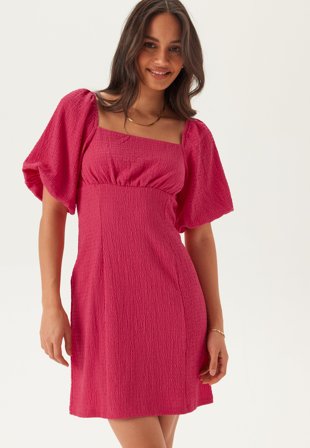 BUBBLEROOM - Volume Sleeve Mini Dress - Cerise