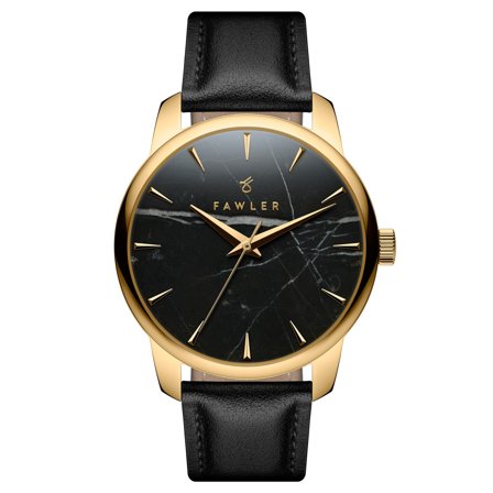 Beleza | Gold-tone Stainless Steel Black Marble Watch for Men - Wrist watches