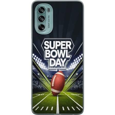 Yhteensopiva Puhelinkuori Motorola Moto G62 5G Super Bowl Day juliste, jossa amerikkalainen jalkapallo valaistuksella varustetulla areenalla dramaatti