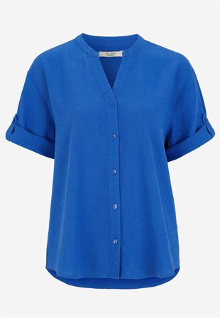 Cellbes of Sweden - Bluse i hørblanding i blå til damer i størrelse 58/60