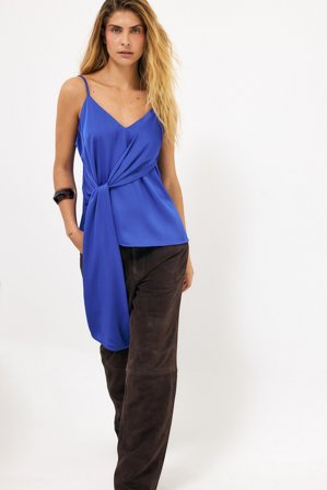 NA-KD Wrap Tie Strap Top - Wrap Tops - Blå - EU 34