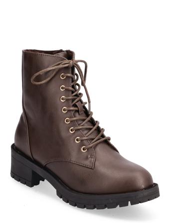 Biaclaire Laced-Up Boot Shoes Boots Ankle Boots Laced Boots Ruskea Bianco