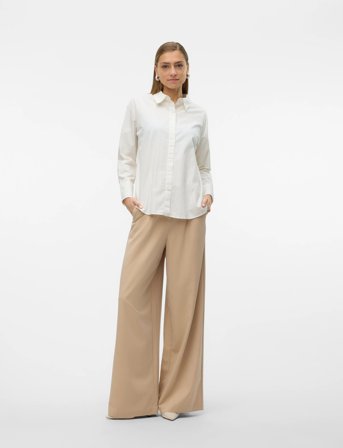 Vero Moda Vmcharlotte Stud Ls Shirt Wvn Ga - Cream - XS