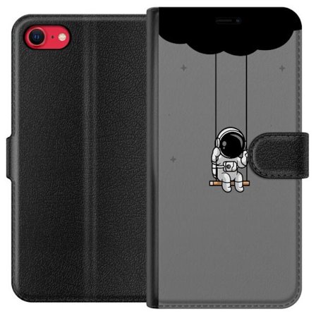 Kompatibel Tegnebogsetui til Apple Apple iPhone SE (2020) Sød astronaut der sidder på gyngestativet under en mørk sky, minimalistisk illustration p