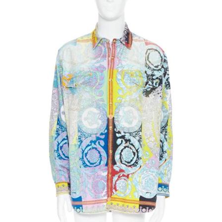 Versace Pre-owned, Pre-owned Shirts Blauw, Dames, Maat:S,Katoen