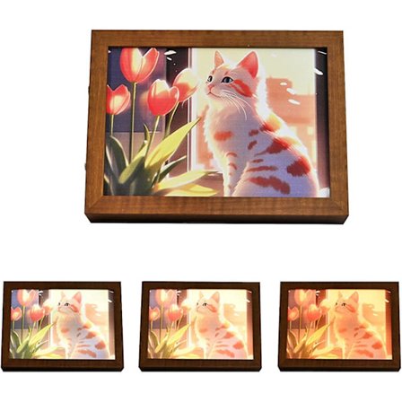 Dekorativ Maleri Lampe | USB Oppladbare Akrylmalerier | 3 Farger LED Lys Solskinn Skygge Bilderammer for Veggkunst Dekorering 22X16CM)