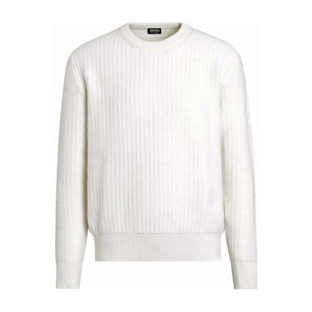 Z Zegna, Round-neck Knitwear Wit, Heren, Maat:L